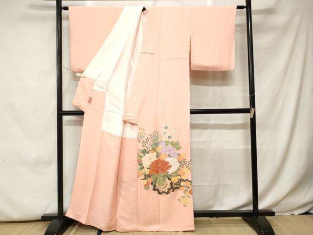 平和屋着物■豪華色留袖　刺繍　花車文　文箱草花文　金糸　正絹　逸品　CABH0268ev