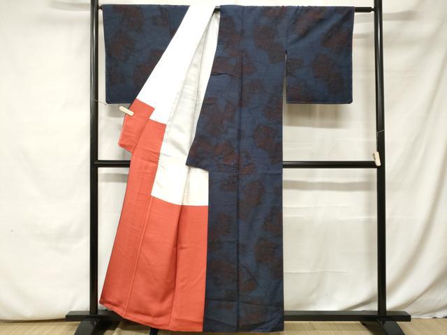 平和屋着物■結城紬　色紙重ね花文　証紙付き　正絹　逸品　CABH0270ev