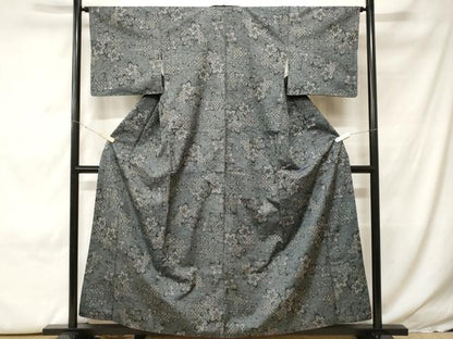 平和屋着物■上質な紬　草花文　正絹　逸品　CABH0290ev