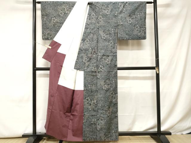 平和屋着物□上質な紬 草花文 正絹 逸品 CABH0290ev