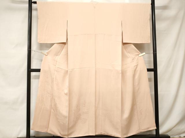 平和屋着物■訪問着　色無地　風景地紋　薄香色　正絹　逸品　CABH0291ev