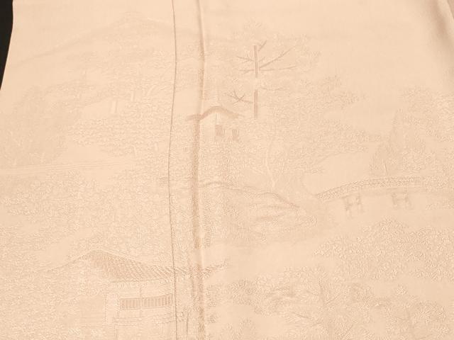 平和屋着物■訪問着　色無地　風景地紋　薄香色　正絹　逸品　CABH0291ev