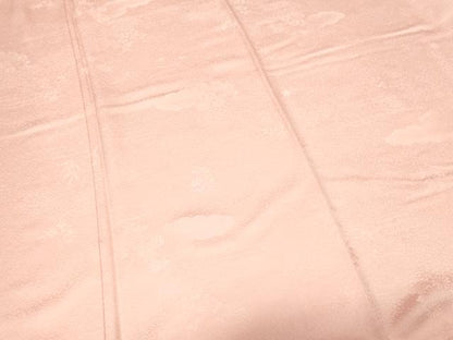 平和屋着物■上質な色無地　雲取り流水花地紋　水柿色　正絹　逸品　CABH0292ev