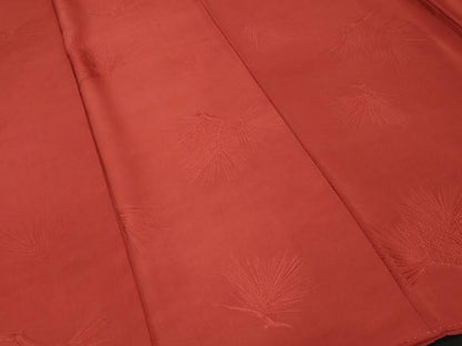 平和屋着物■上質な色無地　松葉地紋　赤紅色　正絹　逸品　CABH0294ev