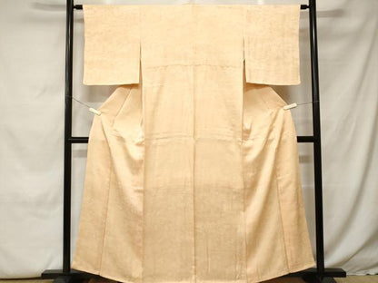 平和屋着物■上質な色無地　吉祥草花地紋　薄卵色　正絹　逸品　CABH0296ev