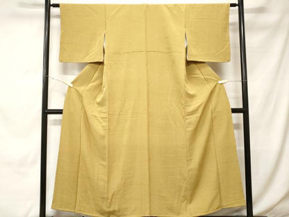 平和屋着物■上質な色無地　霞地紋　芥子色　正絹　逸品　CABH0298ev