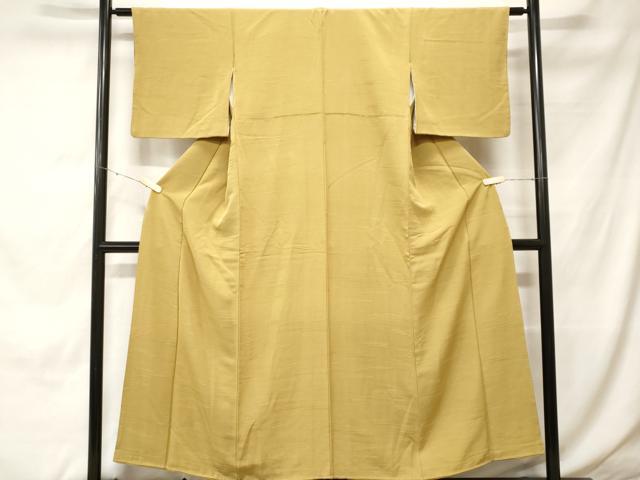平和屋着物■上質な色無地　霞地紋　芥子色　正絹　逸品　CABH0298ev