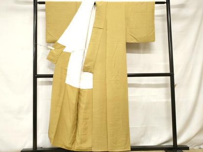 平和屋着物■上質な色無地　霞地紋　芥子色　正絹　逸品　CABH0298ev