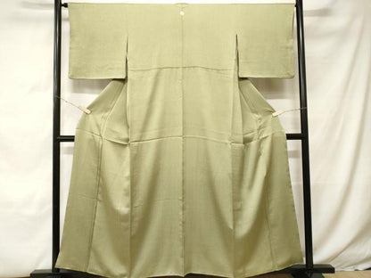 平和屋着物■上質な色無地　霞地紋　青朽葉色　正絹　逸品　CABH0299ev