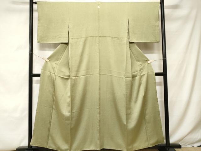 平和屋着物■上質な色無地　霞地紋　青朽葉色　正絹　逸品　CABH0299ev