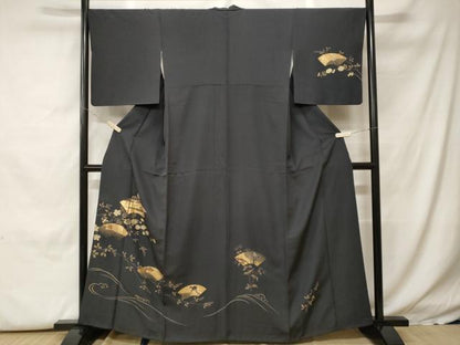 平和屋着物■訪問着　刺繍　地紙飛鶴枝花文　金彩　正絹　逸品　CABH0310ev