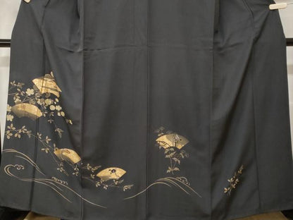 平和屋着物■訪問着　刺繍　地紙飛鶴枝花文　金彩　正絹　逸品　CABH0310ev