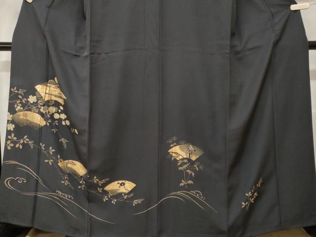 平和屋着物■訪問着　刺繍　地紙飛鶴枝花文　金彩　正絹　逸品　CABH0310ev