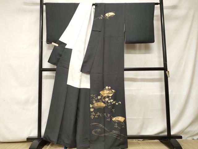 平和屋着物■訪問着　刺繍　地紙飛鶴枝花文　金彩　正絹　逸品　CABH0310ev