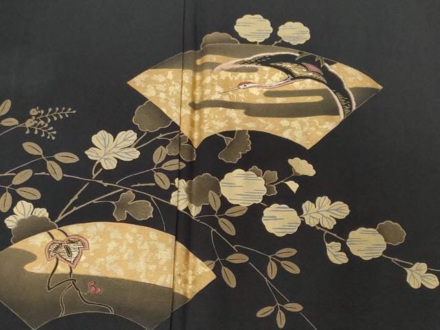 平和屋着物■訪問着　刺繍　地紙飛鶴枝花文　金彩　正絹　逸品　CABH0310ev