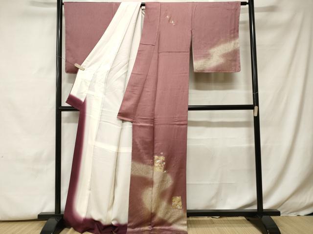 平和屋着物■訪問着　駒刺繍　芒　色紙宝尽し花文　暈し染め　金彩　正絹　逸品　未使用　CABH0315ev