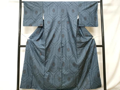 平和屋着物■本場大島紬　割り込み絣　亀甲菊文　正絹　逸品　CABH0327ev