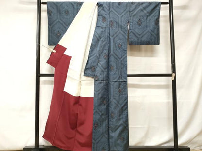 平和屋着物■本場大島紬　割り込み絣　亀甲菊文　正絹　逸品　CABH0327ev