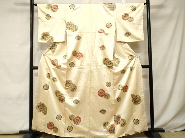 平和屋着物■上質な小紋　鳳凰絵皿花文　金銀彩　正絹　逸品　CABH0331ev