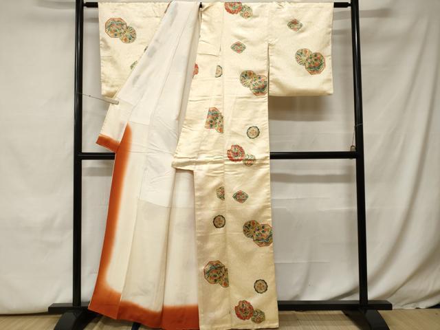 平和屋着物■上質な小紋　鳳凰絵皿花文　金銀彩　正絹　逸品　CABH0331ev