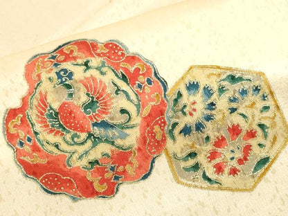 平和屋着物■上質な小紋　鳳凰絵皿花文　金銀彩　正絹　逸品　CABH0331ev