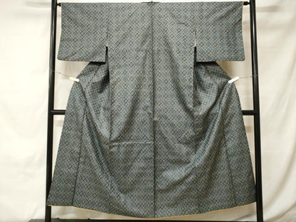 平和屋着物■上質な紬　幾何学文　正絹　逸品　CABH0336ev