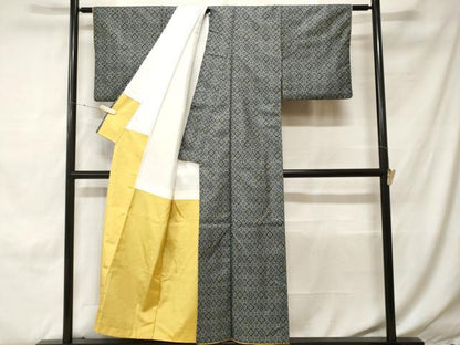 平和屋着物■上質な紬　幾何学文　正絹　逸品　CABH0336ev