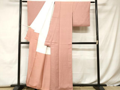 平和屋着物■上質な色無地　お召縮緬　宍色　正絹　逸品　CABH0366ev