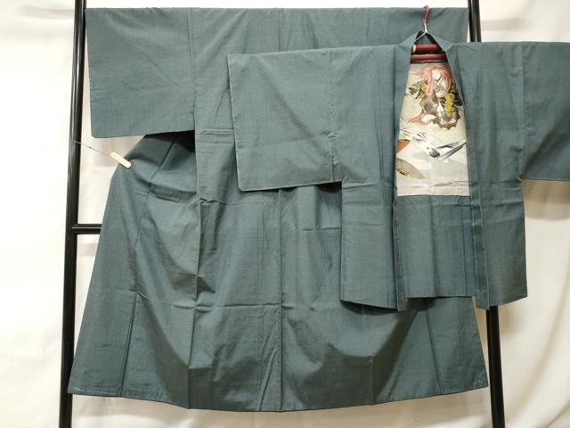 平和屋着物■男性　紬　アンサンブル　霞文　正絹　逸品　CABH0368ev