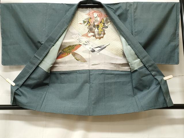 平和屋着物■男性　紬　アンサンブル　霞文　正絹　逸品　CABH0368ev