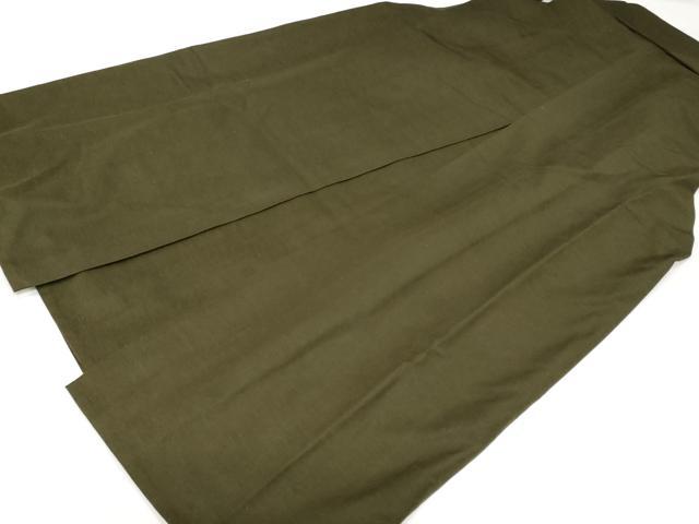 平和屋着物●男性　行灯袴　紬地　縞　国防色　正絹　逸品　CABH0382ev