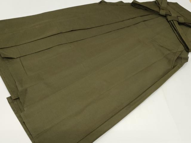 平和屋着物●男性　行灯袴　紬地　縞　国防色　正絹　逸品　CABH0382ev