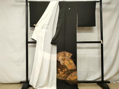 平和屋着物■豪華黒留袖　作家物　地紙重ね花文　暈し染め　金彩　正絹　逸品　CABH0413ev