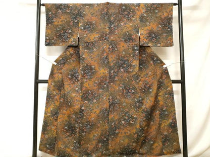 平和屋着物■上質な小紋　草花文　暈し染め　正絹　逸品　CABH0430ev