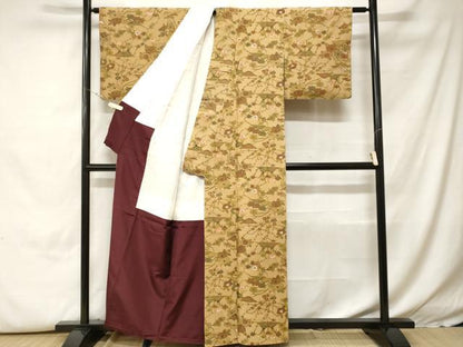 平和屋着物■上質な小紋　紬地　遠山枝花文　正絹　逸品　CABH0433ev