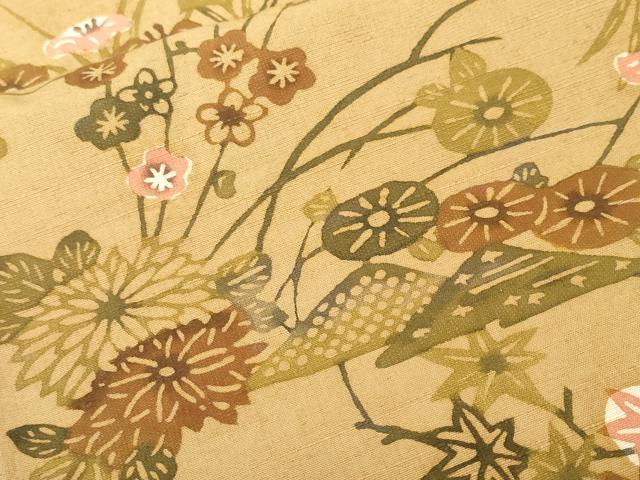 平和屋着物■上質な小紋　紬地　遠山枝花文　正絹　逸品　CABH0433ev