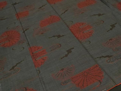 平和屋着物■本場大島紬　7マルキ　エ霞菊文　正絹　逸品　CABH0437ev