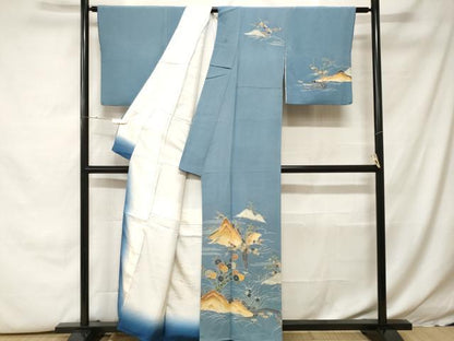 平和屋着物■訪問着　遠山松竹梅文　金彩　鬼しぼ縮緬　正絹　逸品　CABH0442ev