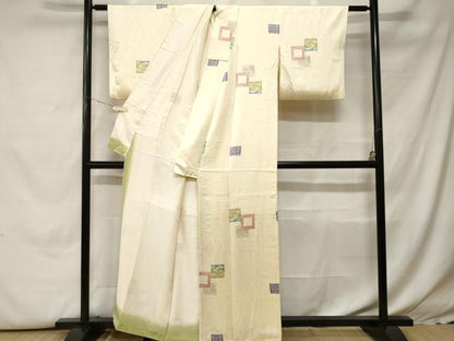 平和屋着物■上質な小紋　色紙重ね草花文　暈し染め　正絹　逸品　CABH0443ev