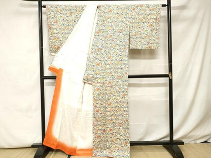 平和屋着物■上質な小紋　流水草花文　正絹　逸品　CABH0448ev