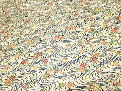 平和屋着物■上質な小紋　流水草花文　正絹　逸品　CABH0448ev