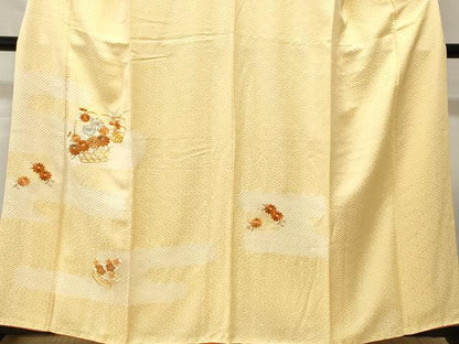 平和屋着物■訪問着　駒刺繍　絞り　エ霞花籠文　正絹　逸品　CABH0460ev