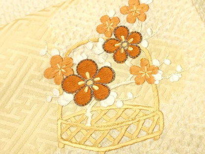 平和屋着物■訪問着　駒刺繍　絞り　エ霞花籠文　正絹　逸品　CABH0460ev