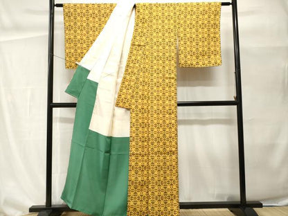 平和屋着物■上質な小紋　幾何学文　正絹　逸品　CABH0461ev