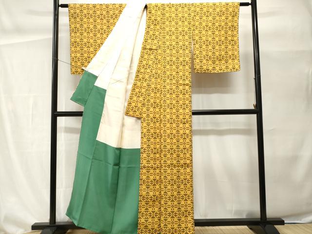 平和屋着物■上質な小紋　幾何学文　正絹　逸品　CABH0461ev