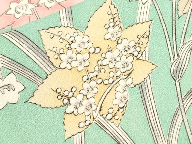 平和屋着物■上質な小紋　楓花文　三越扱い　正絹　逸品　未使用　CABH0467ev