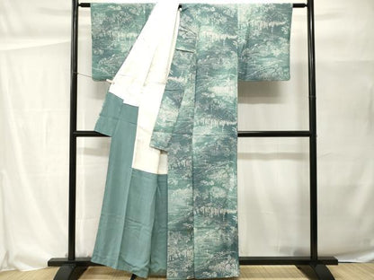 平和屋着物■上質な小紋　人物風景文　暈し染め　正絹　逸品　CABH0470ev