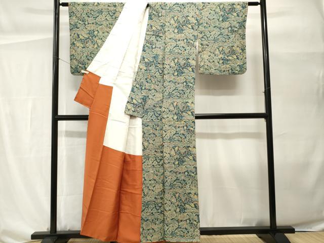 平和屋着物■上質な小紋　更紗吉祥花文　正絹　逸品　CABH0484ev