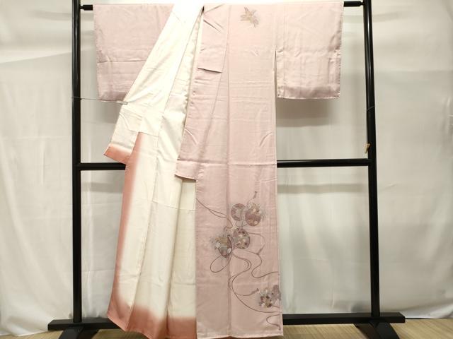 平和屋着物■訪問着　鼓草花文　暈し染め　正絹　逸品　CABH0487ev