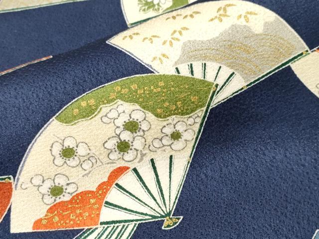 平和屋着物■上質な小紋　扇面草花文　金彩　正絹　逸品　未使用　CABH0488ev